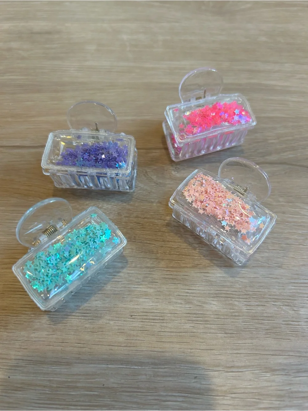 Clear Star Glitter Hair Clips - 4 Pack